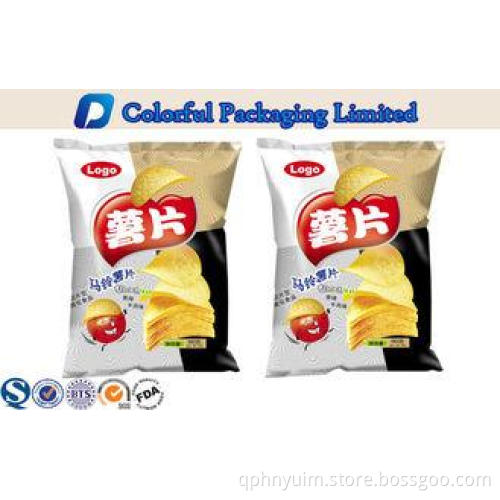 Recyclable laminated plastic potato chips bag with Back sid